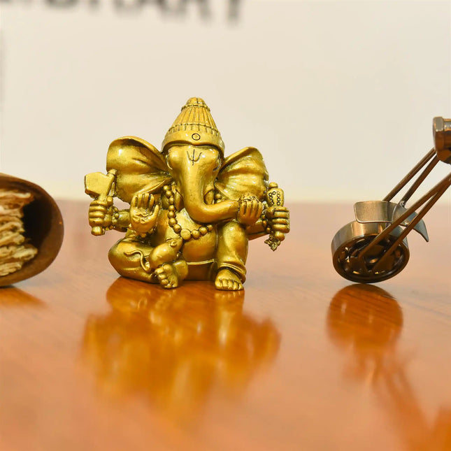 Polyresin Lord Sitting Ganesha Idol (3.5 Inch)