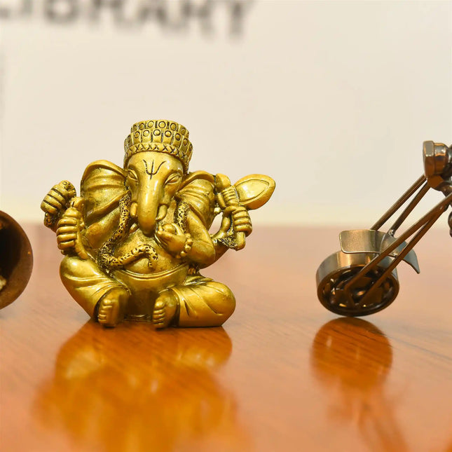 Polyresin Lord Sitting Ganesha Idol (3 Inch)