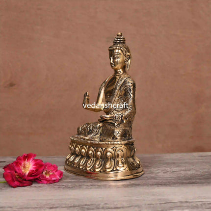 Brass Hand carved Blessing Buddha (8.5 Inch)
