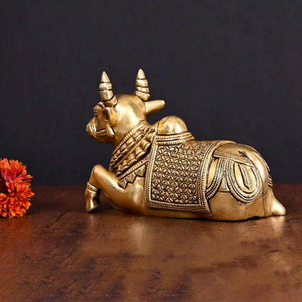 Brass Sitting Nandi Idol (5 Inch)