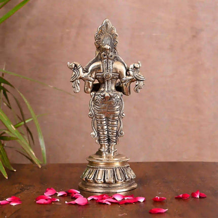 Brass Standing Deep Lakshmi Idol (9.2 Inch)