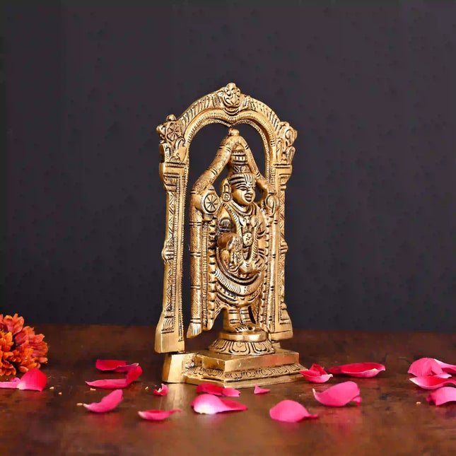 Brass Superfine Frame Tirupati Balaji/Venkateshwar Idol (6.5 Inch)