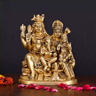Brass Sitting Shiva Family Statue (8 Inch)