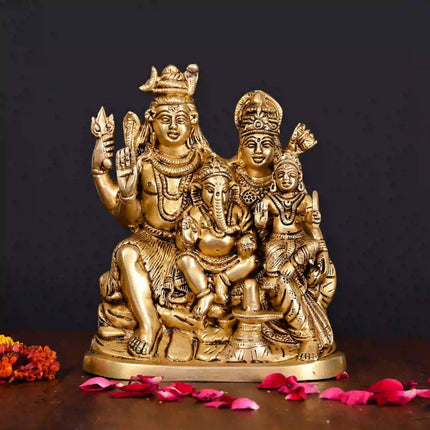 Brass Sitting Shiva Family Statue (8 Inch)