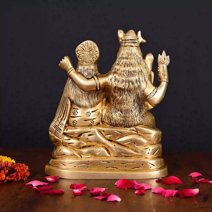 Brass Sitting Shiva Family Statue (8 Inch)