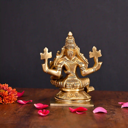 Brass Sitting Lakshmi Narasimha Superfine Idol (5.2 Inch)