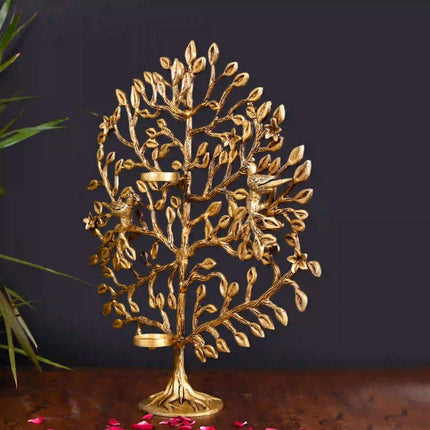 Brass Kalpvriksha Candle Holder (16.5 Inch)