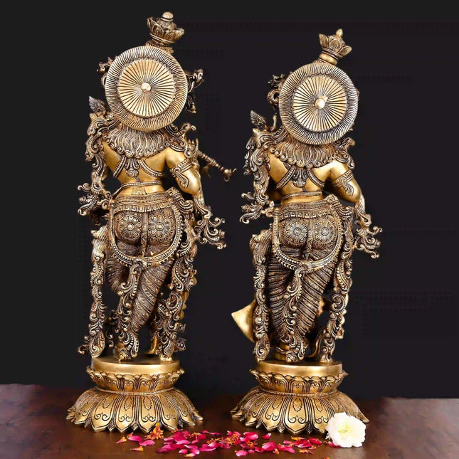 Brass Superfine Standing Radha Krishna Statue Set (27 Inch)