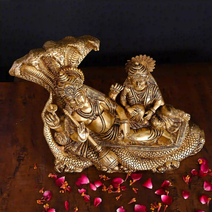 Brass Vishnu Lakshmi On Sheshnag Idol (9.5 Inch)