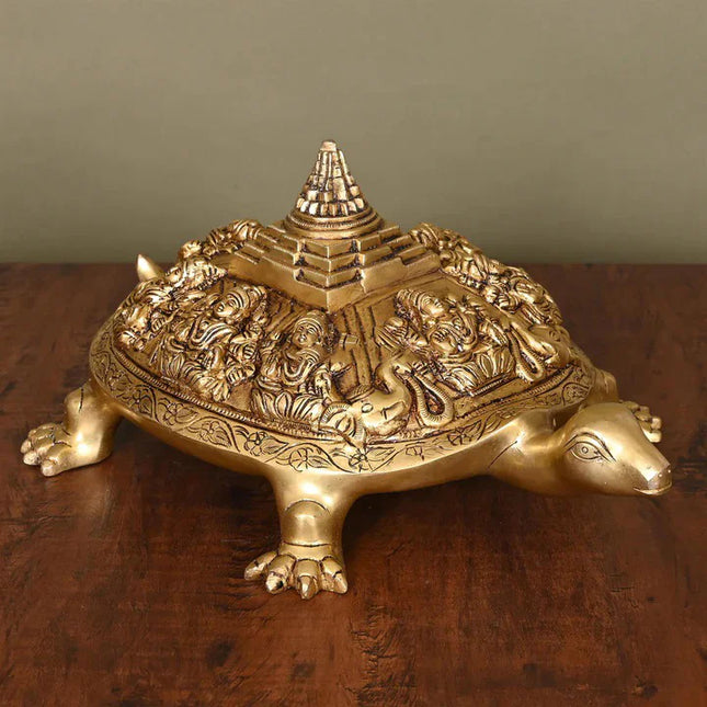 Brass Superfine Ashtalakshmi Shree Yantra Tortoise (6 Inch)