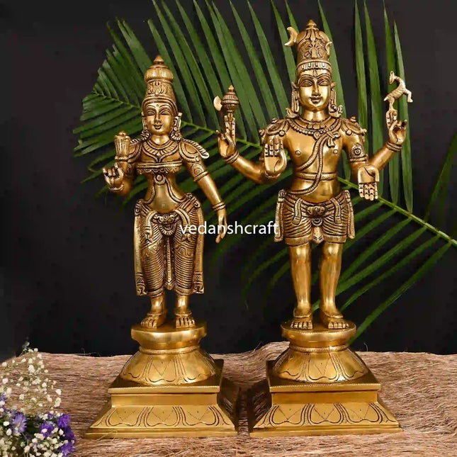 Brass Standing Shiva Parvati Superfine Idols