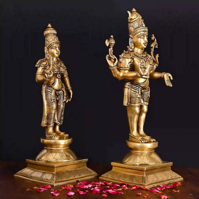 Brass Standing Shiva Parvati Superfine Idols