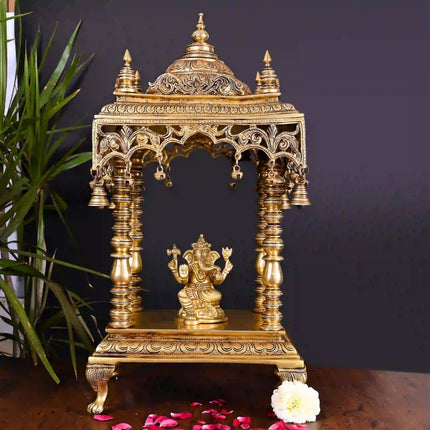 Brass Temple With Hanging Bells (21 Inch)