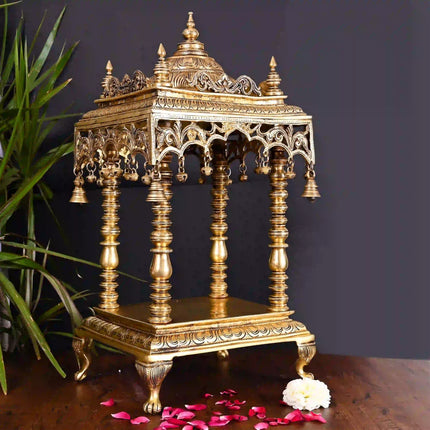 Brass Temple With Hanging Bells (21 Inch)
