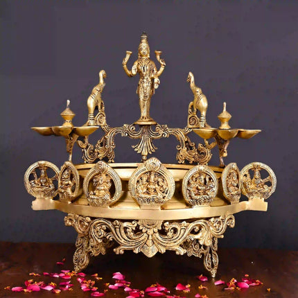 Brass Traditional Ashtalakshmi Urli (16 Inch)