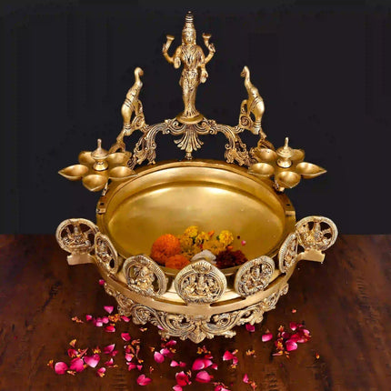 Brass Traditional Ashtalakshmi Urli (16 Inch)