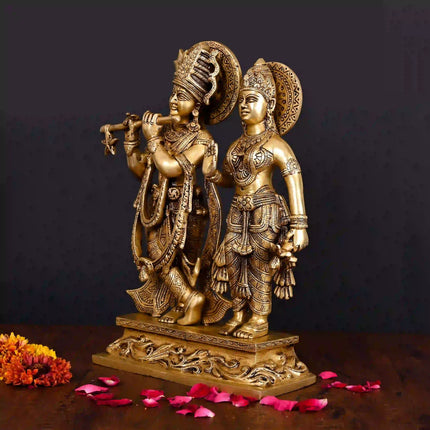 Brass Standing Radha Krishna Idol (12 Inch)