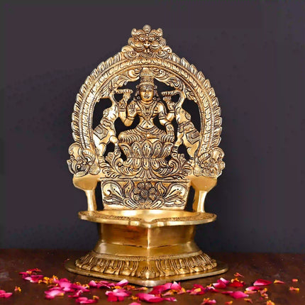 Brass Lakshmi Vilaku Diya/Lamp (13 Inch)