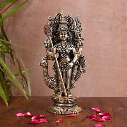 Brass Standing Lord Murugan/Kartikeya Idol (10 Inch)
