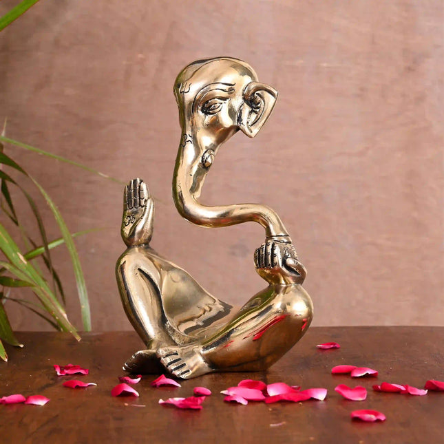 Brass Ganesha Table Top Idol (8.5 Inch)