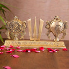 Brass Shankh Chakra Namah Religious Showpiece (4 Inch)
