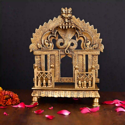 Brass Superfine Sheshnag Singhasan With Prabhavali Craft (9 Inch)
