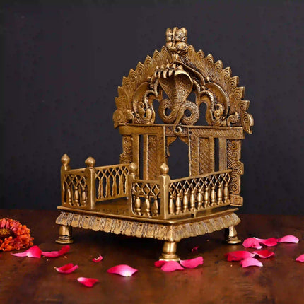 Brass Superfine Sheshnag Singhasan With Prabhavali Craft (9 Inch)