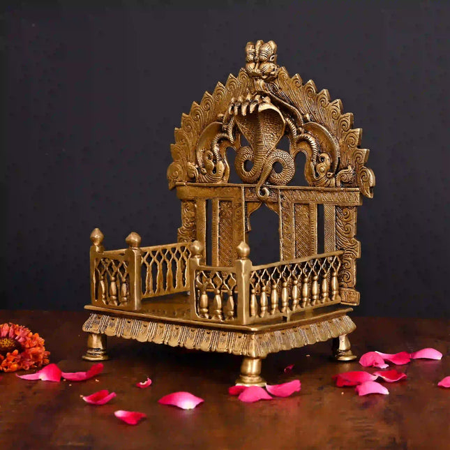 Brass Superfine Sheshnag Singhasan With Prabhavali Craft (9 Inch)