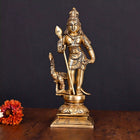 Brass Superfine Standing Lord Murugan/Kartikeya Idol (10 Inch)