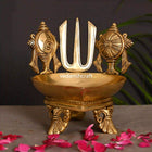 Brass Superfine Shankh Chakra Namah Diya (6.8 Inch)