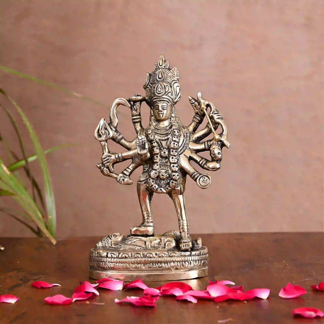 Brass Goddess Standing Kali Idol (6.5 Inch)