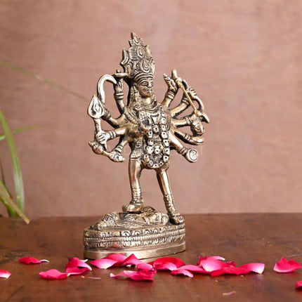 Brass Goddess Standing Kali Idol (6.5 Inch)
