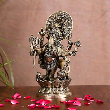 Brass Shubha Drishti Standing Ganesha Idol (9 Inch)