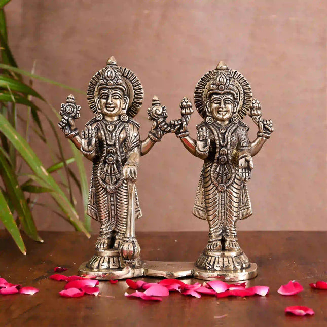 Brass Lord Standing Vishnu Lakshmi Idol (6.5 Inch)