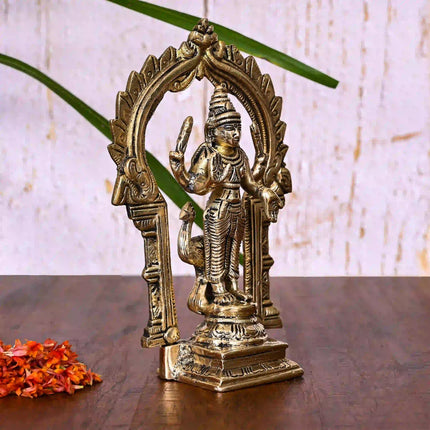 Brass Standing Lord Murugan/Kartikeya Frame Idol (6.5 Inch)