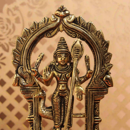 Brass Standing Lord Murugan/Kartikeya Frame Idol (6.5 Inch)