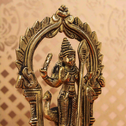 Brass Standing Lord Murugan/Kartikeya Frame Idol (6.5 Inch)