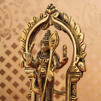 Brass Standing Lord Murugan/Kartikeya Frame Idol (6.5 Inch)