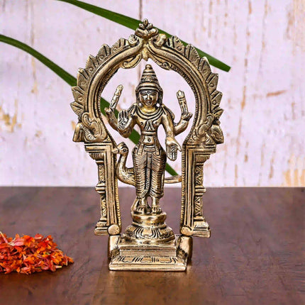 Brass Standing Lord Murugan/Kartikeya Frame Idol (6.5 Inch)
