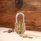 Brass Ram Darbar Door Lock With Three Brass Keys (4.5 Inch)