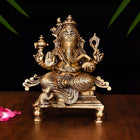 Brass Superfine Chowki Sitting Ganesha Idol (6.5 Inch)