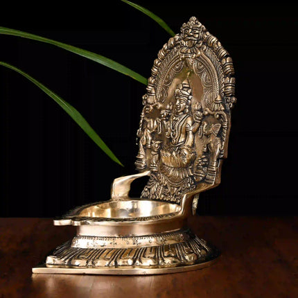 Brass Lakshmi Vilaku Diya/Lamp (10 Inch)