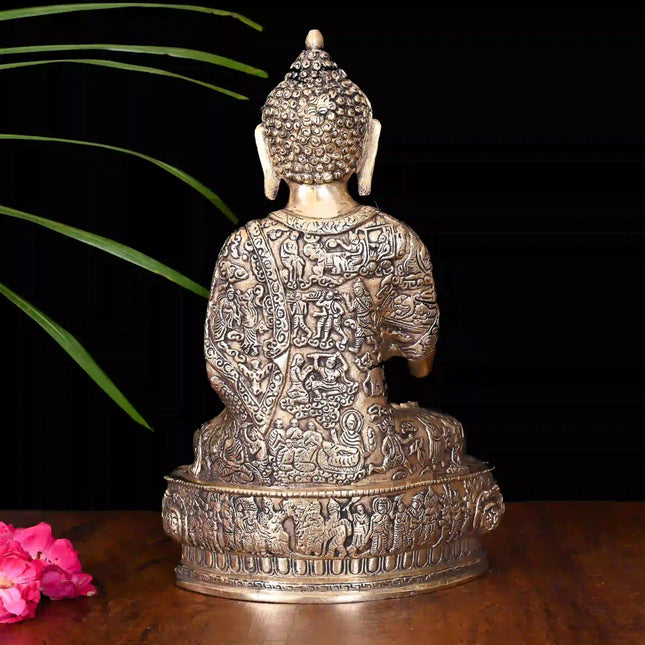 Brass Hand carved Blessing Buddha (13 Inch)