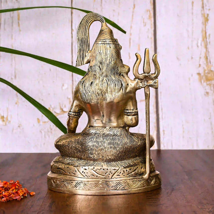 Brass Sitting Lord Shiva Idol (9 Inch)