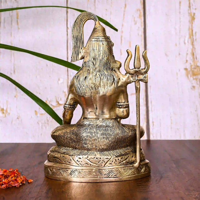 Brass Sitting Lord Shiva Idol (9 Inch)