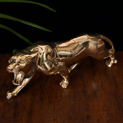Brass Majestic Roaring Tiger Statue (7.5 Inch)