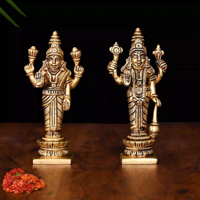 Brass Standing Vishnu Lakshmi Set (5 Inch)