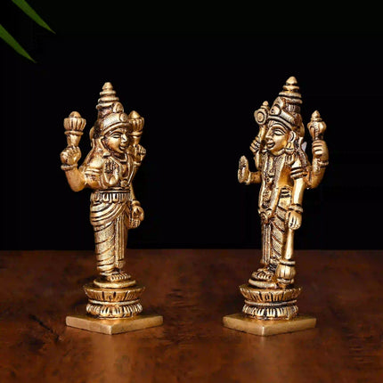 Brass Standing Vishnu Lakshmi Set (5 Inch)