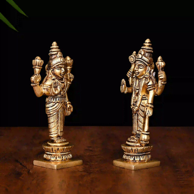 Brass Standing Vishnu Lakshmi Set (5 Inch)