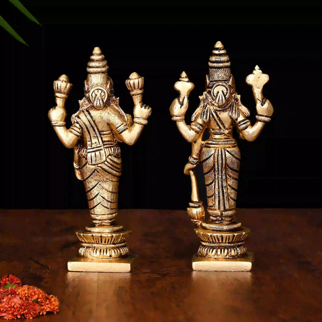 Brass Standing Vishnu Lakshmi Set (5 Inch)